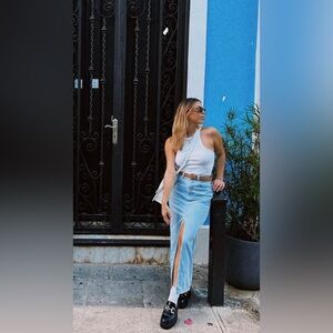 NaKd denim maxi skirt